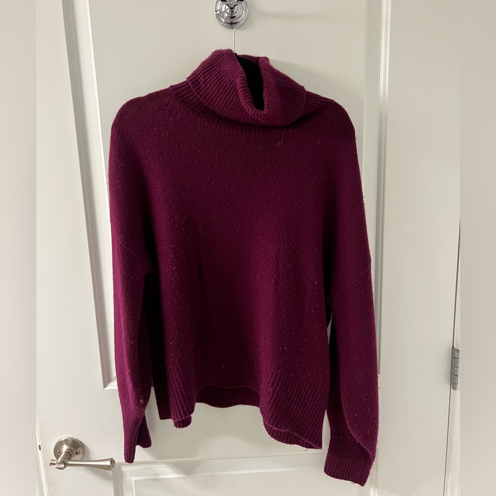 Something Navy Purple Turtleneck Sweater
